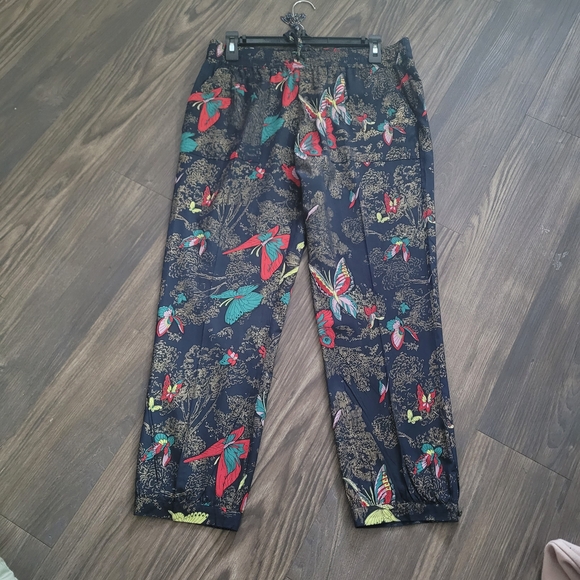 Calypso St. Barth Black Silk Blend Pants Butterfly Print S - Picture 1 of 6